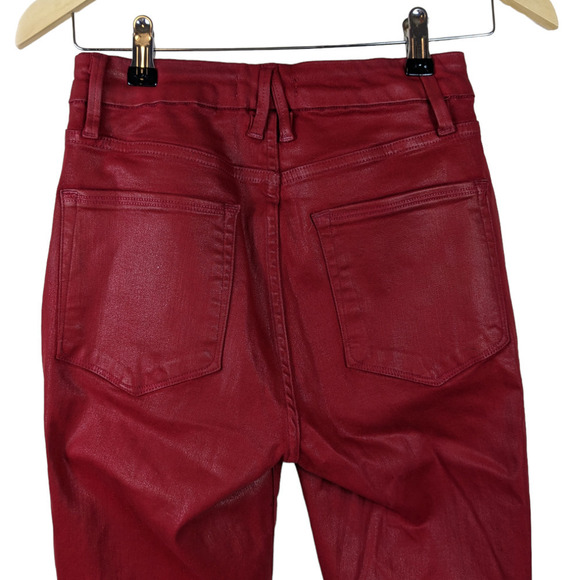 Good American Womens Jeans 6 28 Red Good Waist Crop Shimmer Cut Off Cuff Pants - Picture 8 of 13